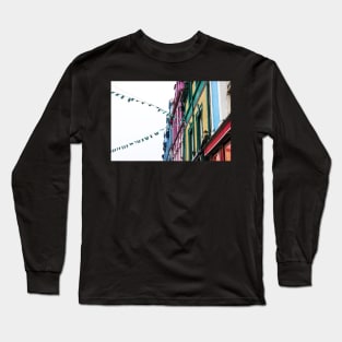 Colourful houses in a festive welsh town Long Sleeve T-Shirt